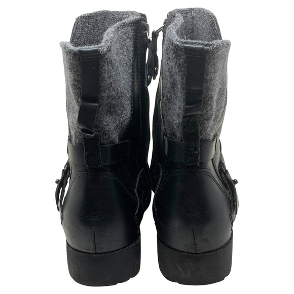 Teva De La Vina Boots Black Waterproof Leather Gray Wool Women's Sz 10 1005514 - Picture 8 of 10